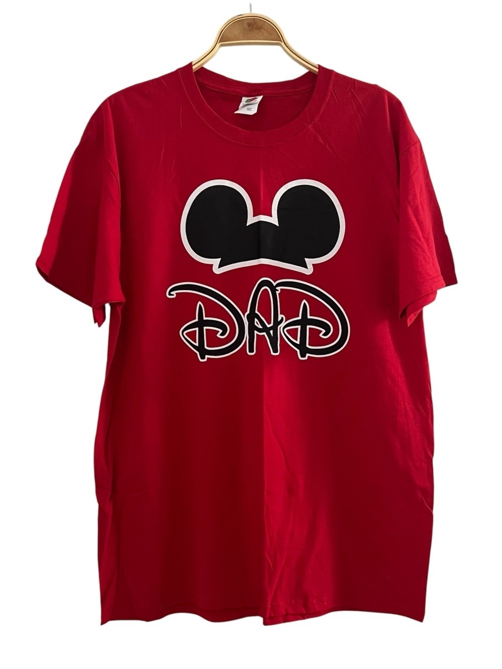 Minnie Mouse Dad Graphic Tee Sz L Red and Black Cotton T shirt Disney Minnie